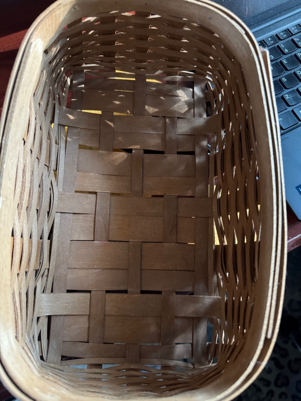 Longaberger Cat-Shaped Black Metal and Brown Wicker Basket - Picture 13 of 13